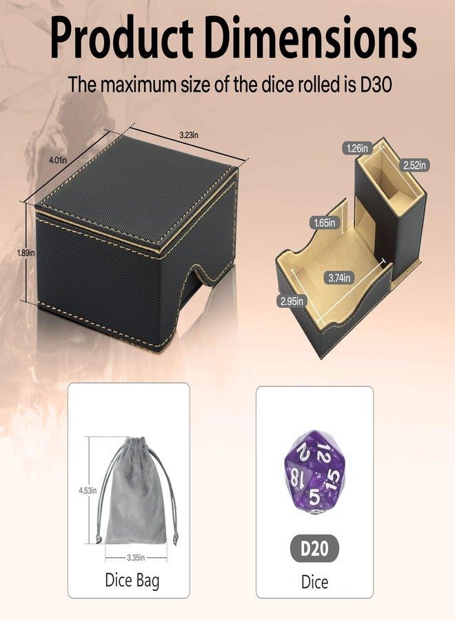 Stepane Dice Tower and Tray,Foldable Portable Dice Rolling Tower,Dice Roller Accessory for Dungeons and Dragons,Classic Board Games,RPG Games,and Tabletop Games Black/Brown - Image 5